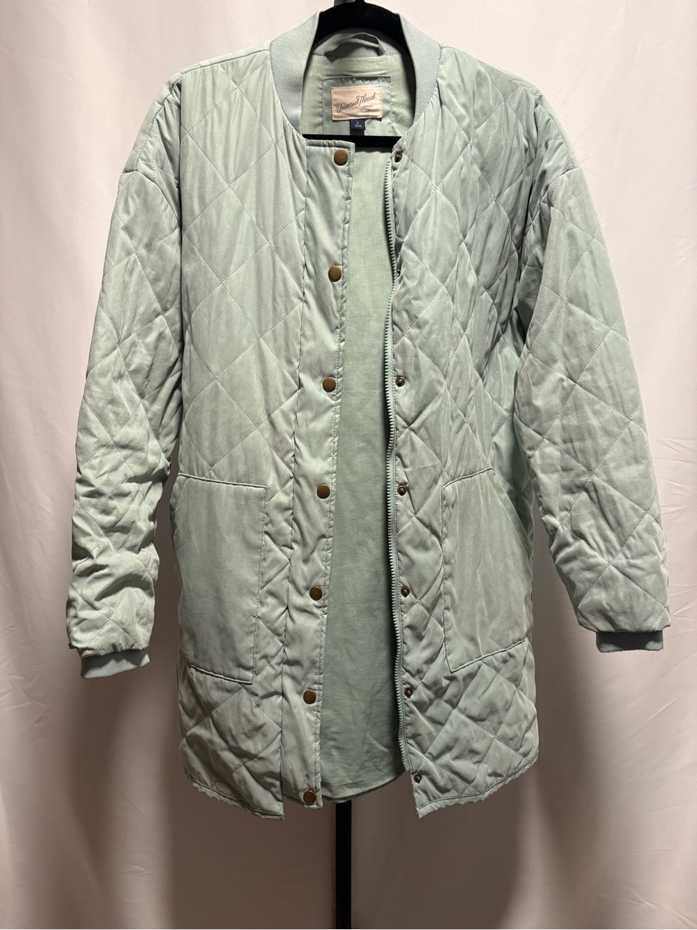 Universal Thread Quilted Longline Puffer Jacket - Mint Green
